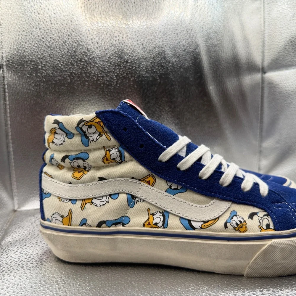 Size 10 Vans Sk8-Hi Sneakers Mens Blue Excellent Disney Donald Duck High Top